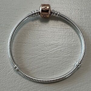 Pandora Silver Bracelet with Rose Gold Clasp